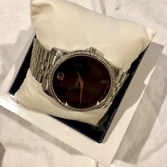 NEEDS BATTERY! Men’s Movado 1 Ct. Diamond Bezel Museum 40mm Watch - Picture 10 of 15